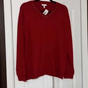 BNWT Conrad C V-neck sweater, red, size 2X
